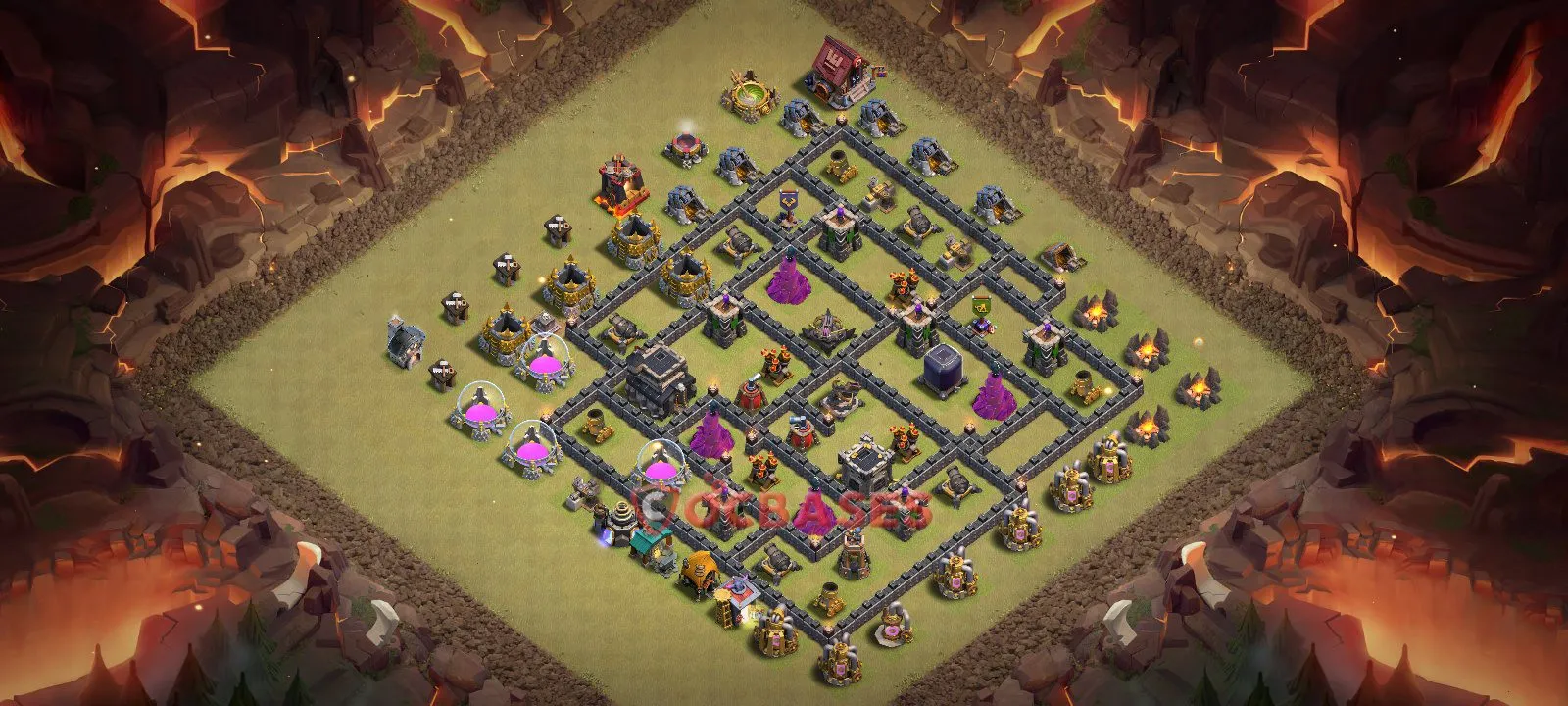 Anti-3 Star (War) Base TH9 with Link | Clash of Clans Bases | Layouts ID i7i3y