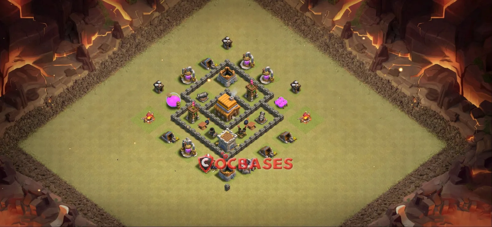 Anti-3 Star (War) Base TH4 with Link | Clash of Clans Bases | Layouts ID ibqbt
