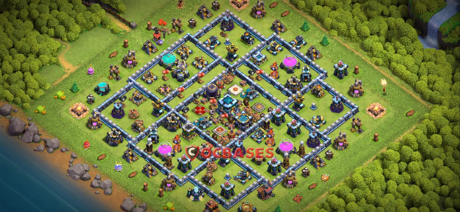 Anti-3 Star (War) Base TH13 with Link | Clash of Clans Bases | Layouts ID iv3ay