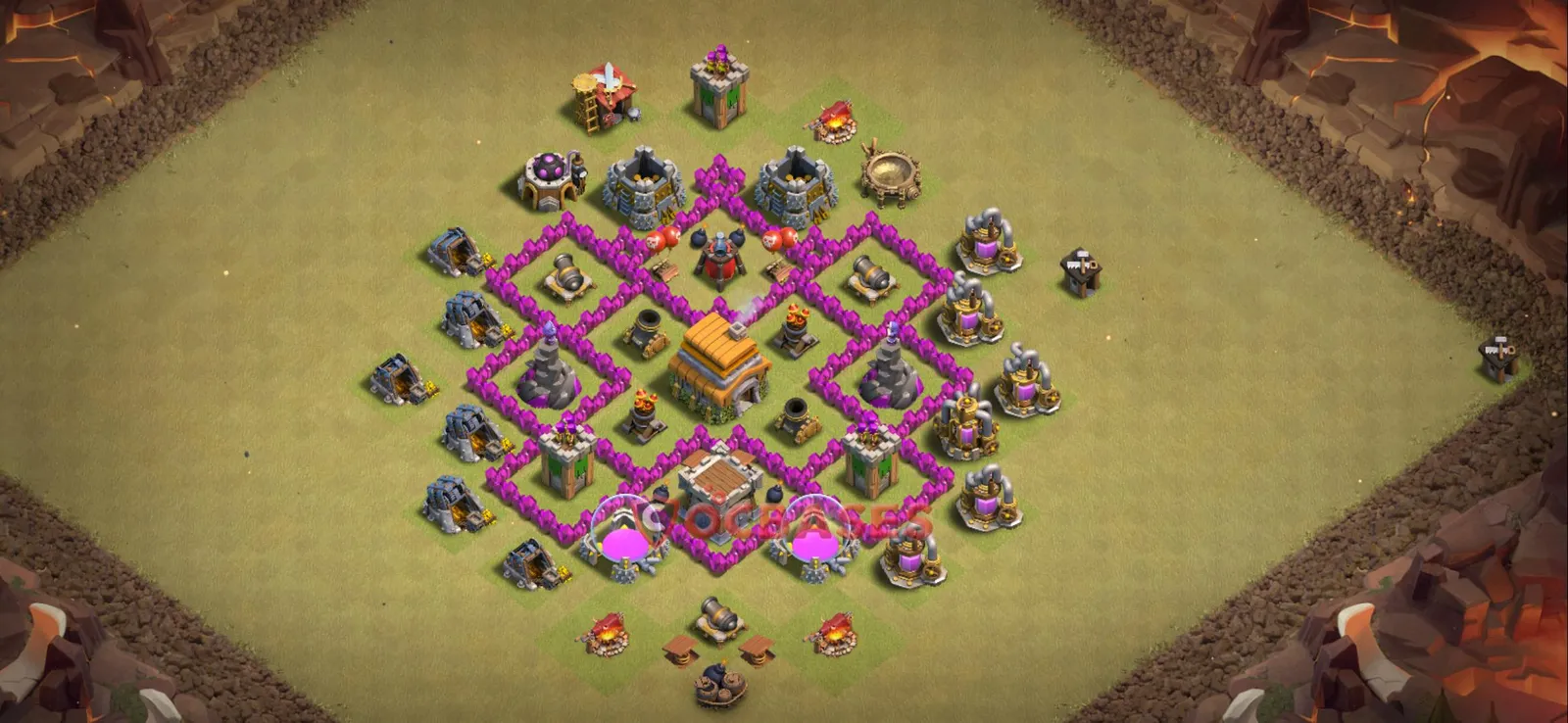 Anti-3 Star (War) Base TH6 with Link | Clash of Clans Bases | Layouts ID klx5t