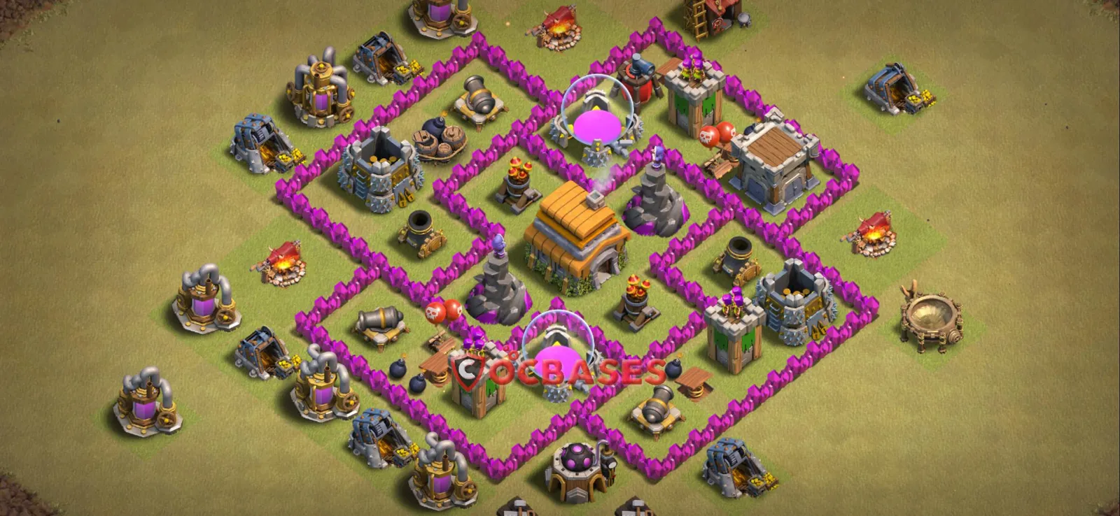 Anti-3 Star (War) Base TH6 with Link | Clash of Clans Bases | Layouts ID ktvpi