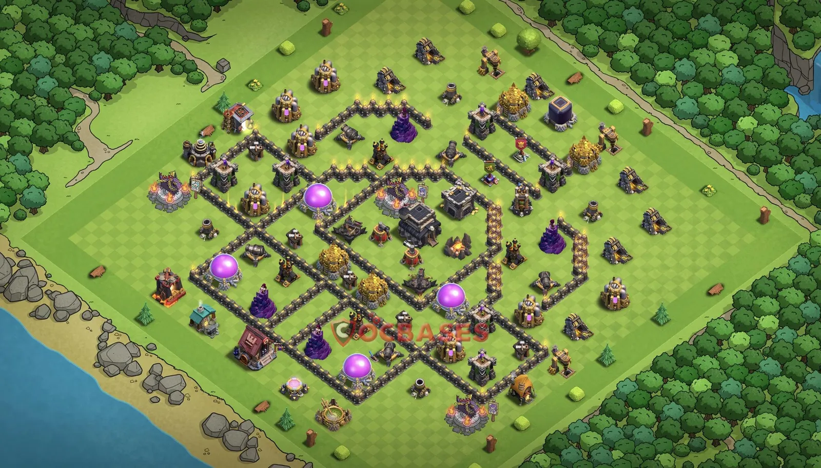 Anti-3 Star (War) Base TH9 with Link | Clash of Clans Bases | Layouts ID kurzw