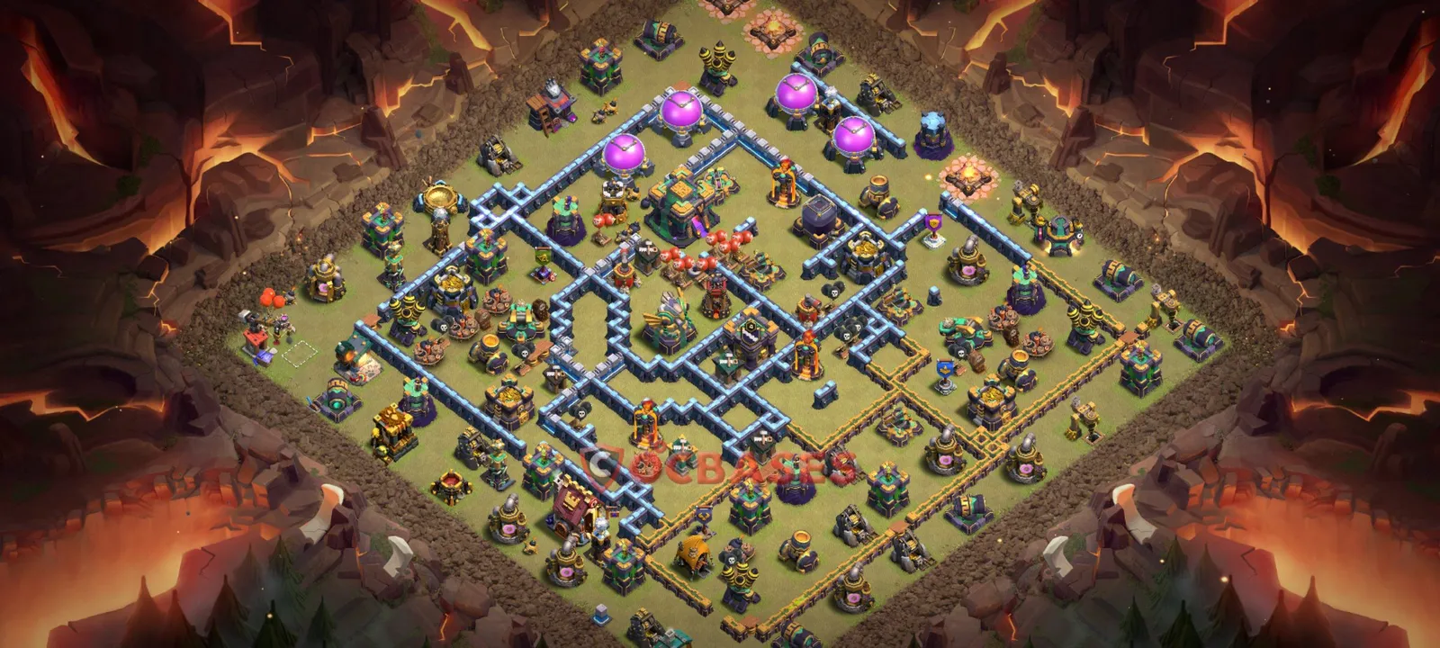 Anti-3 Star (War) Base TH14 with Link | Clash of Clans Bases | Layouts ID l1hyd