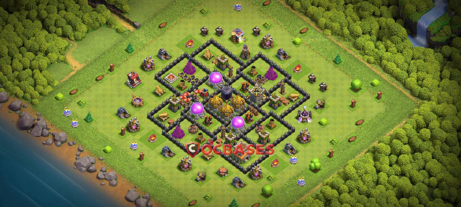 Anti-3 Star (War) Base TH8 with Link | Clash of Clans Bases | Layouts ID liqgo