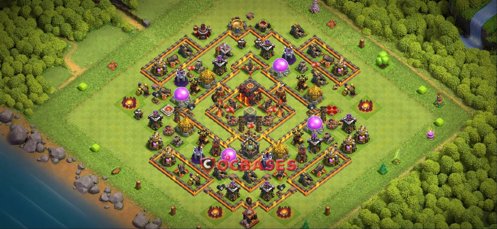 Anti-3 Star (War) Base TH10 with Link | Clash of Clans Bases | Layouts ID msm5z