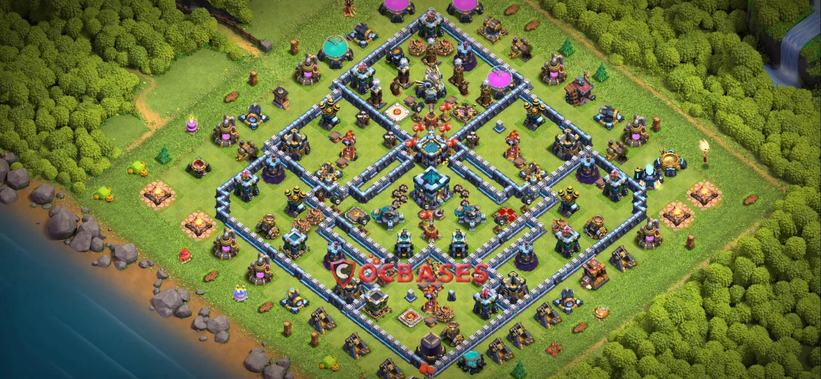 Anti-3 Star (War) Base TH13 with Link | Clash of Clans Bases | Layouts ID mzzfe
