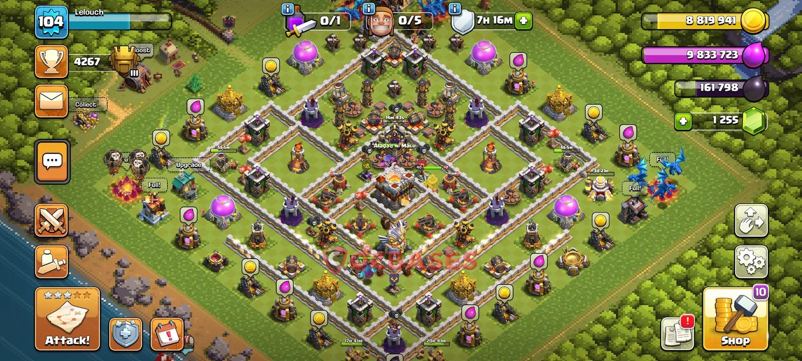 Anti-3 Star (War) Base TH11 with Link | Clash of Clans Bases | Layouts ID oj844