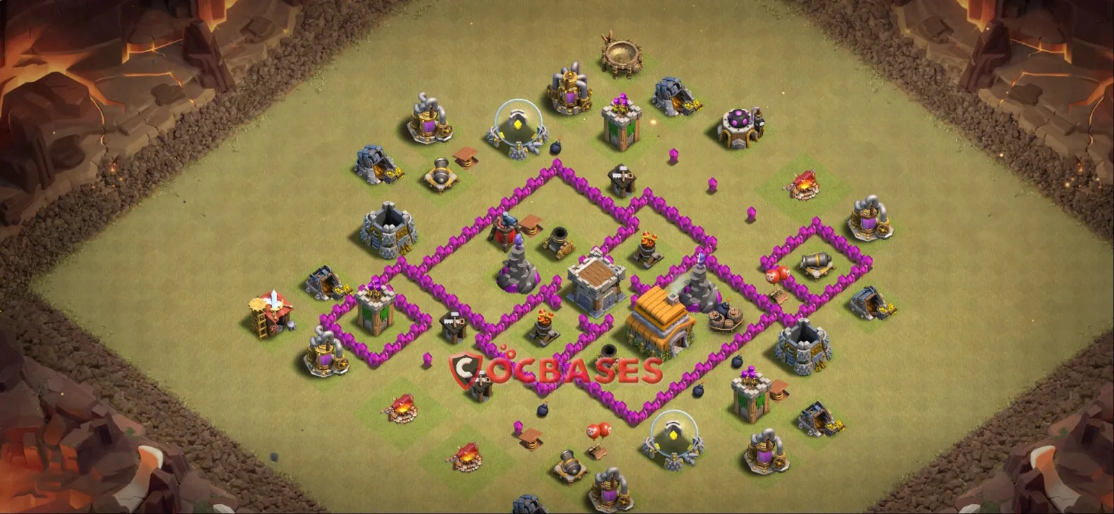 Anti-3 Star (War) Base TH6 with Link | Clash of Clans Bases | Layouts ID q0w93
