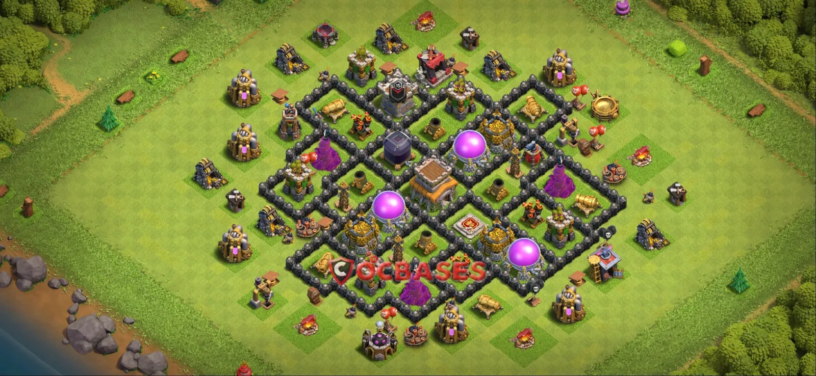 Anti-3 Star (War) Base TH8 with Link | Clash of Clans Bases | Layouts ID q9gla