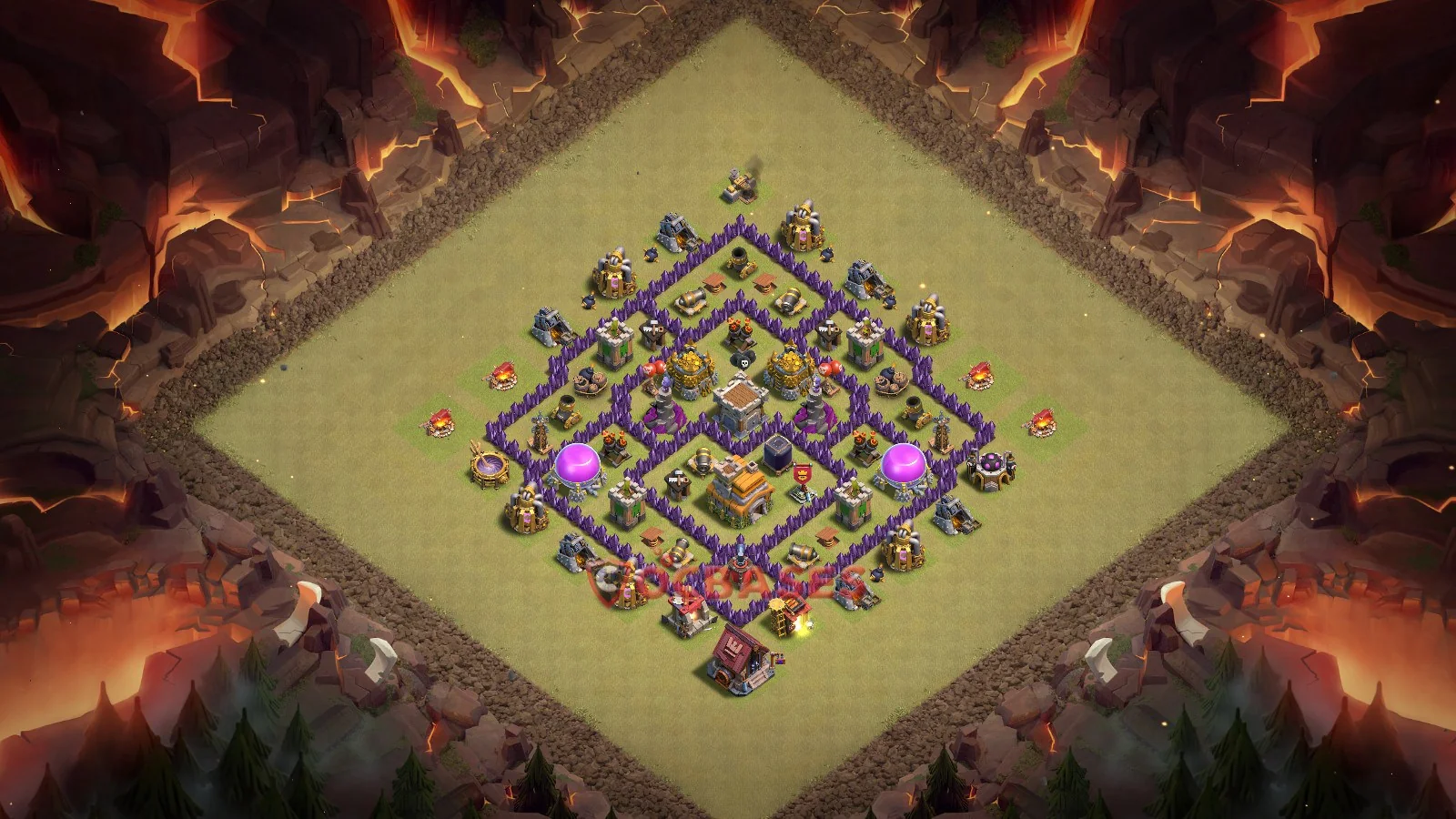 Anti-3 Star (War) Base TH7 with Link | Clash of Clans Bases | Layouts ID qfhg7