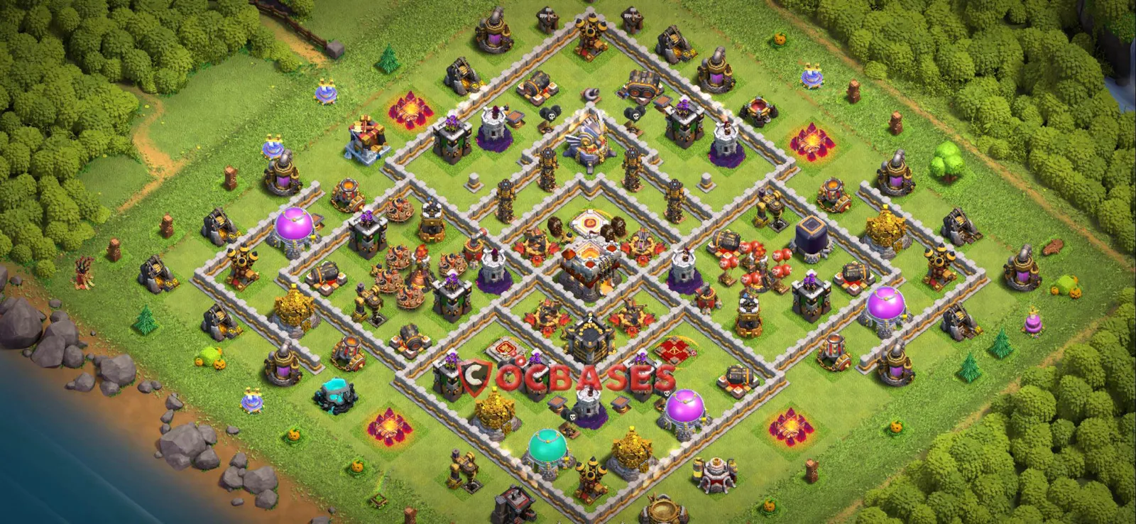 Anti-3 Star (War) Base TH11 with Link | Clash of Clans Bases | Layouts ID r13st