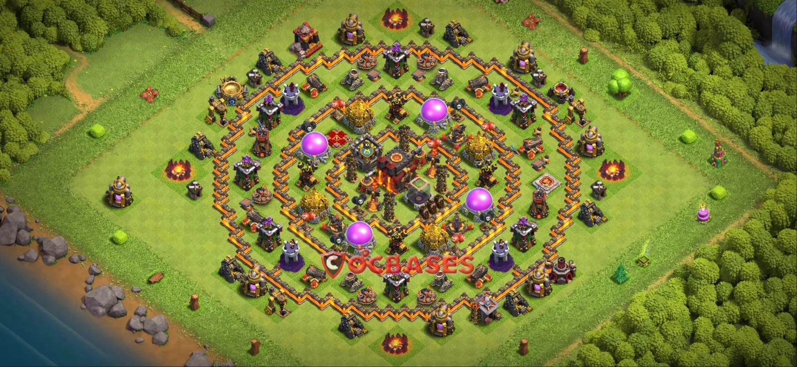 Anti-3 Star (War) Base TH10 with Link | Clash of Clans Bases | Layouts ID r52mp