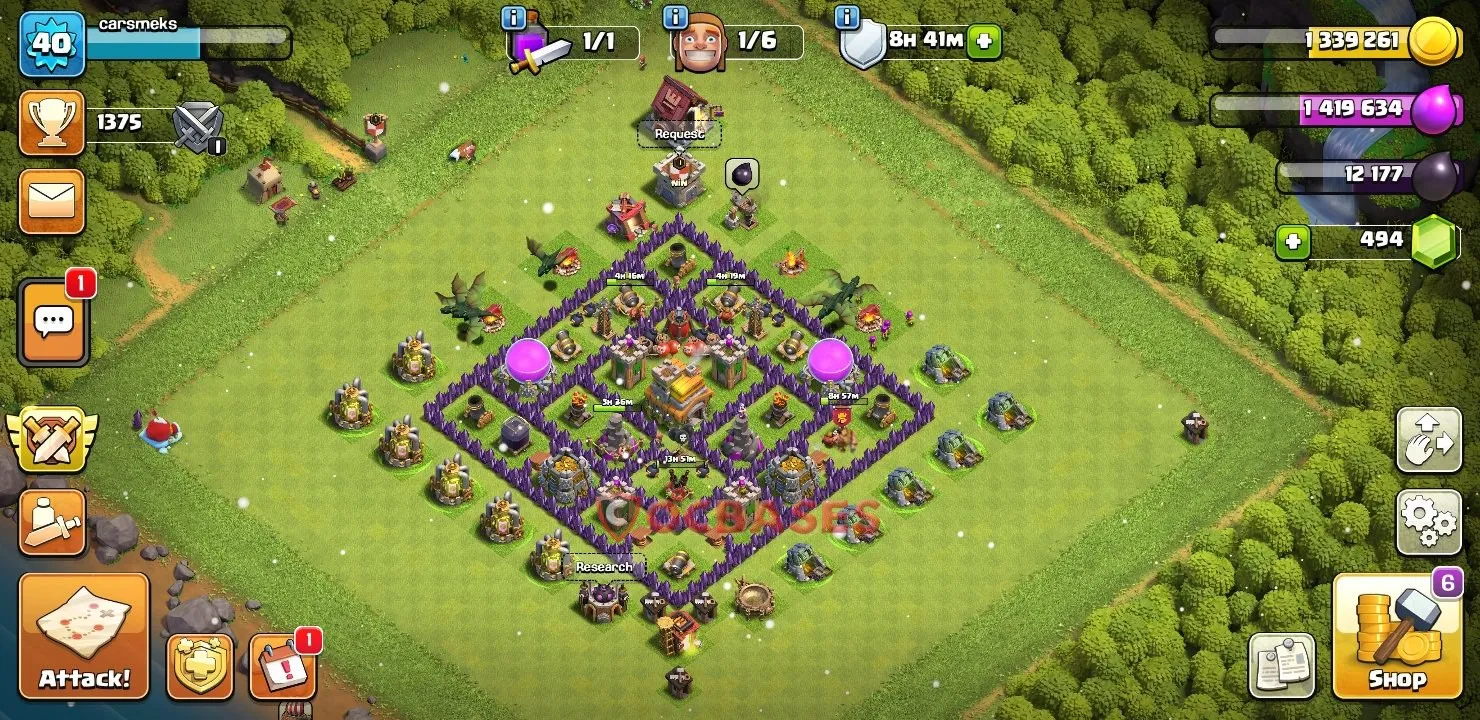 Anti-3 Star (War) Base TH7 with Link | Clash of Clans Bases | Layouts ID r7g0v