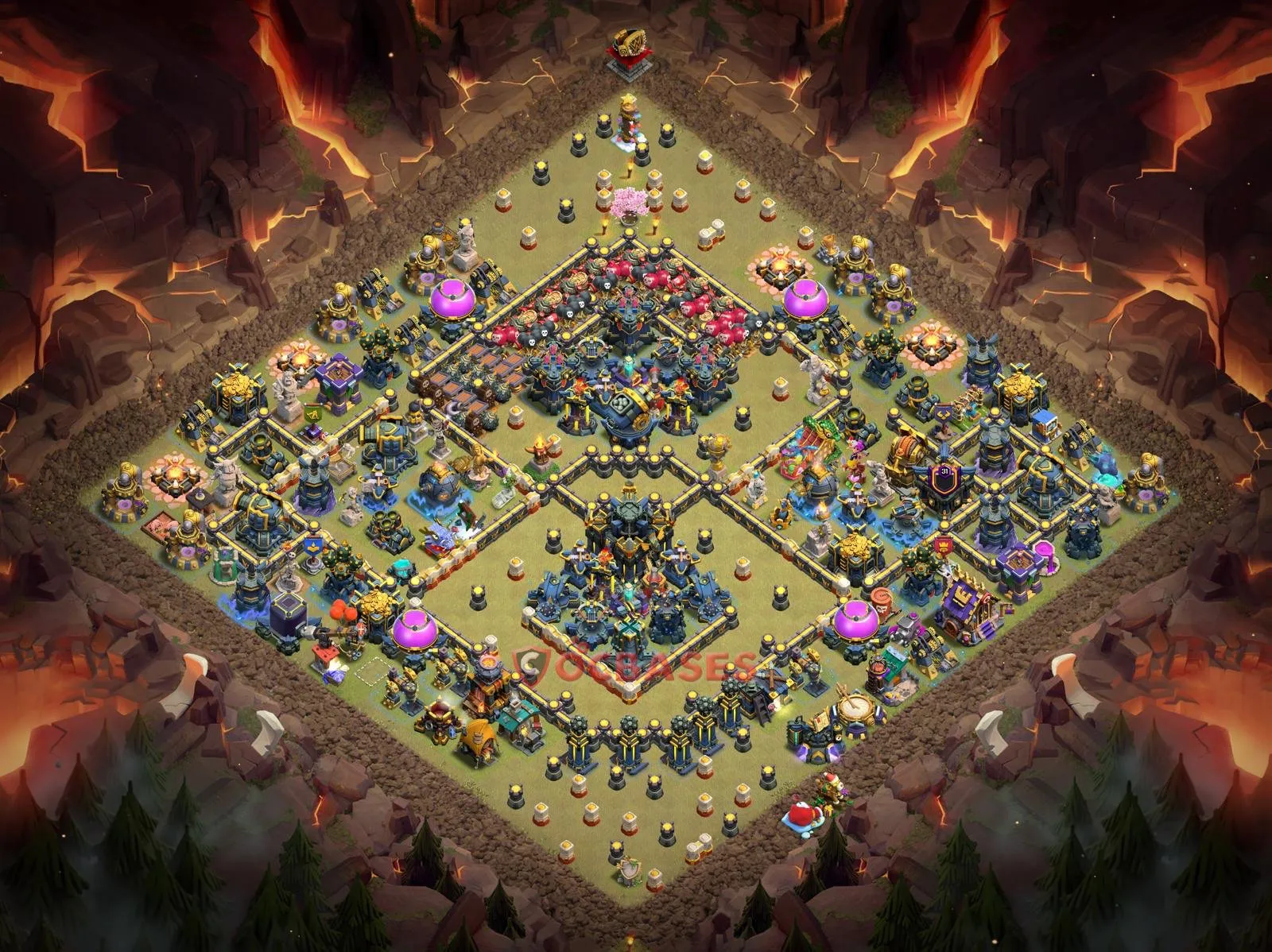 Anti-3 Star (War) Base TH17 with Link | Clash of Clans Bases | Layouts ID s7f76