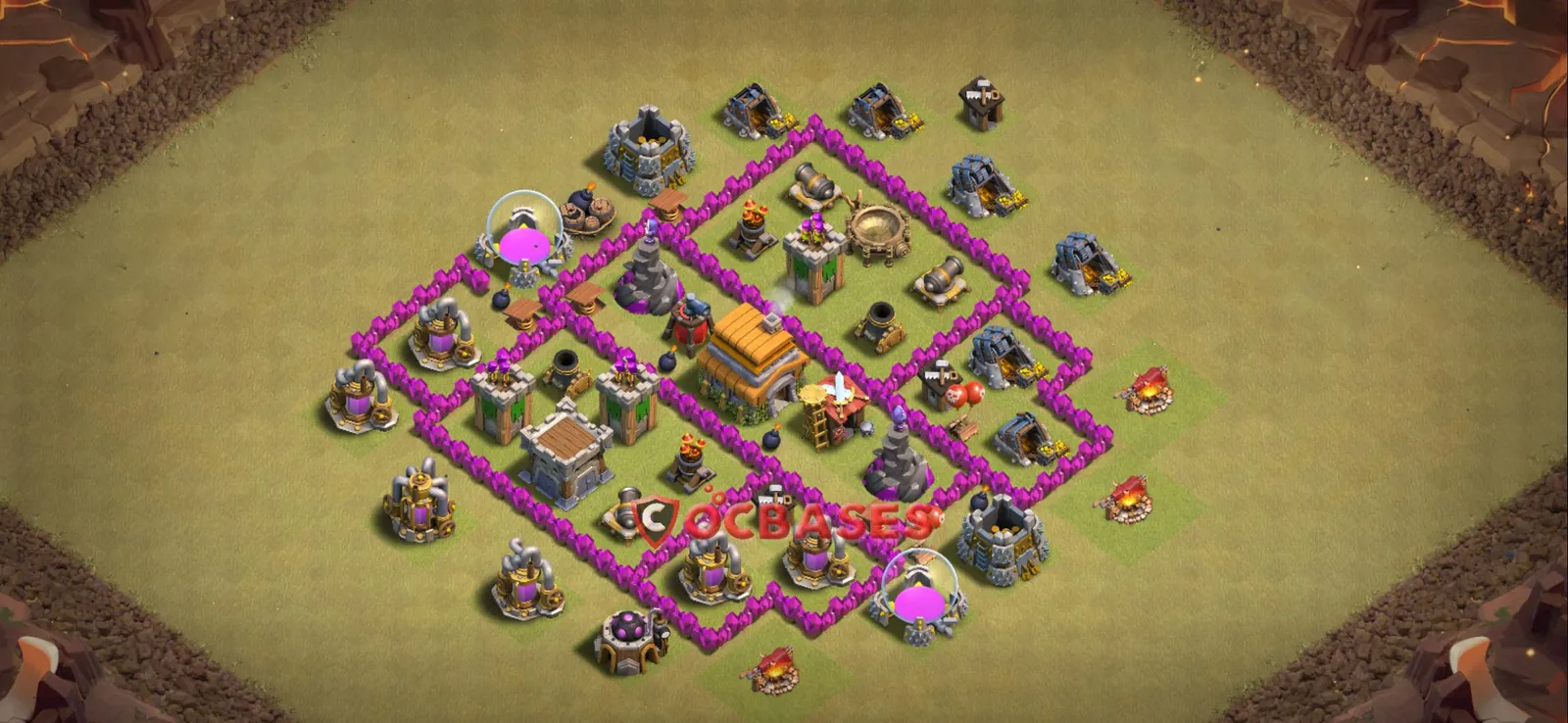 Anti-3 Star (War) Base TH6 with Link | Clash of Clans Bases | Layouts ID s7ghs
