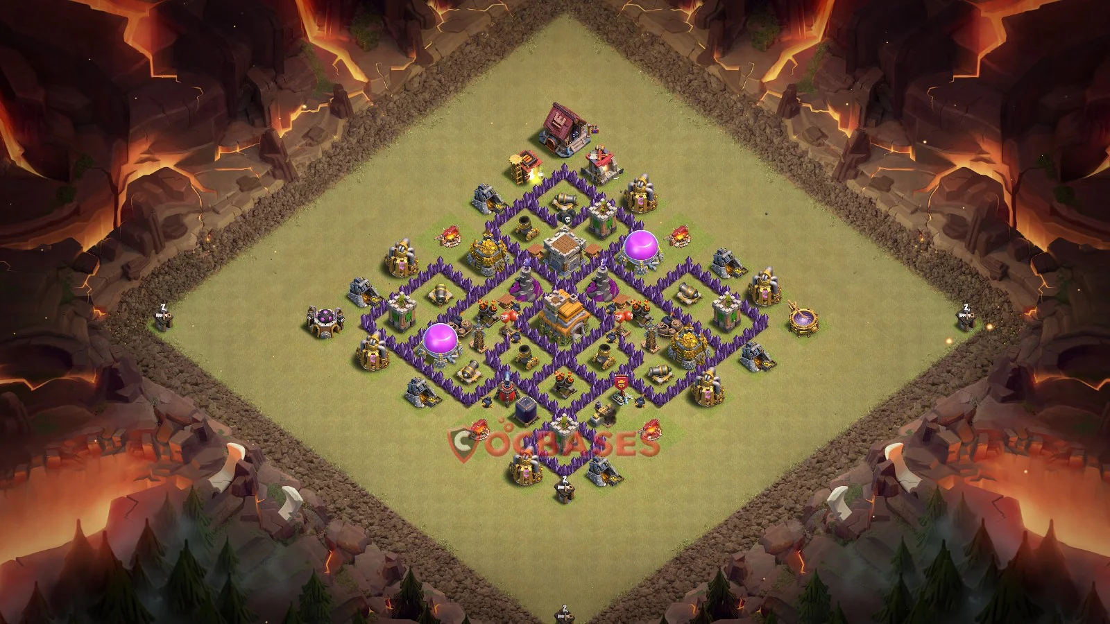 Anti-3 Star (War) Base TH7 with Link | Clash of Clans Bases | Layouts ID s9tj3
