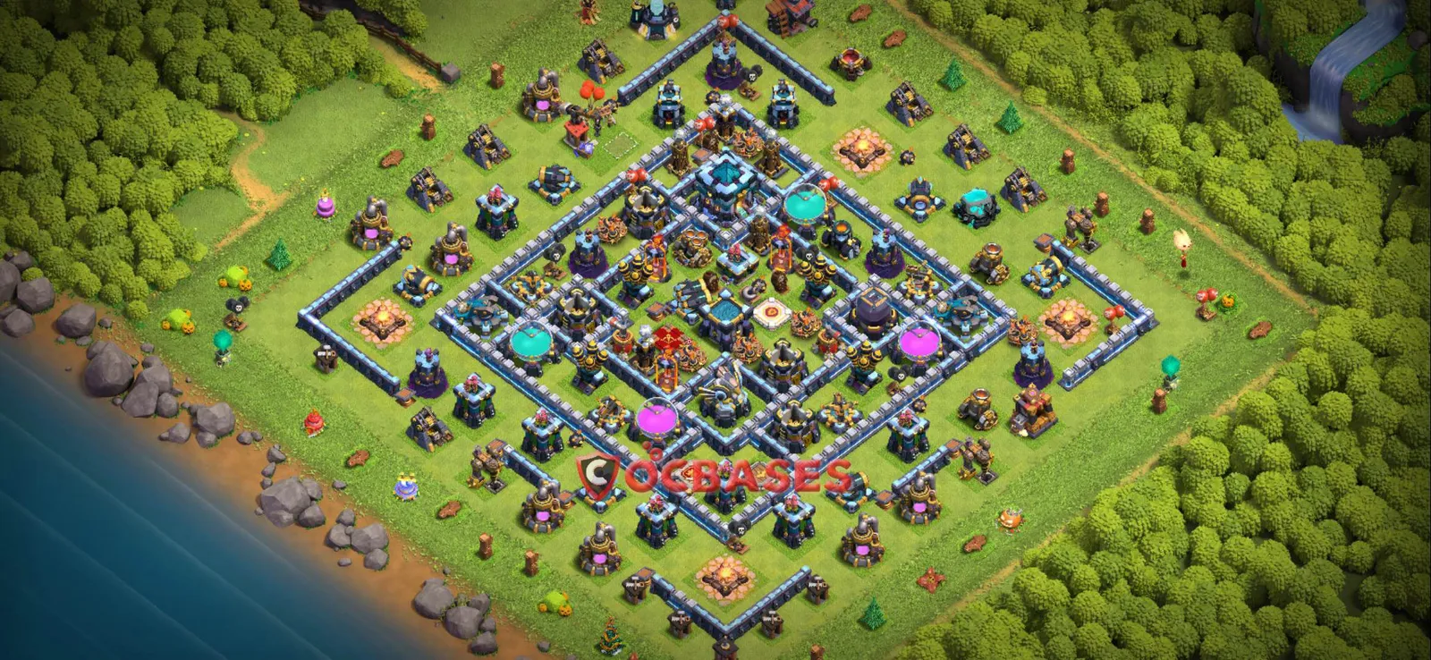 Anti-3 Star (War) Base TH13 with Link | Clash of Clans Bases | Layouts ID sd5zy