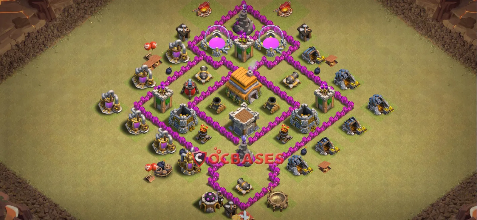 Anti-3 Star (War) Base TH6 with Link | Clash of Clans Bases | Layouts ID t60f6