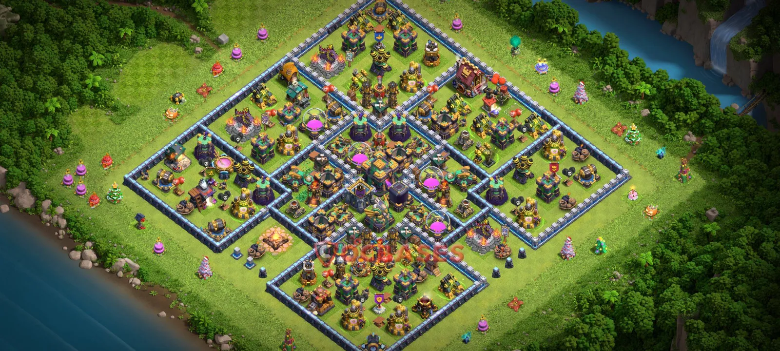 Anti-3 Star (War) Base TH14 with Link | Clash of Clans Bases | Layouts ID tqj6t