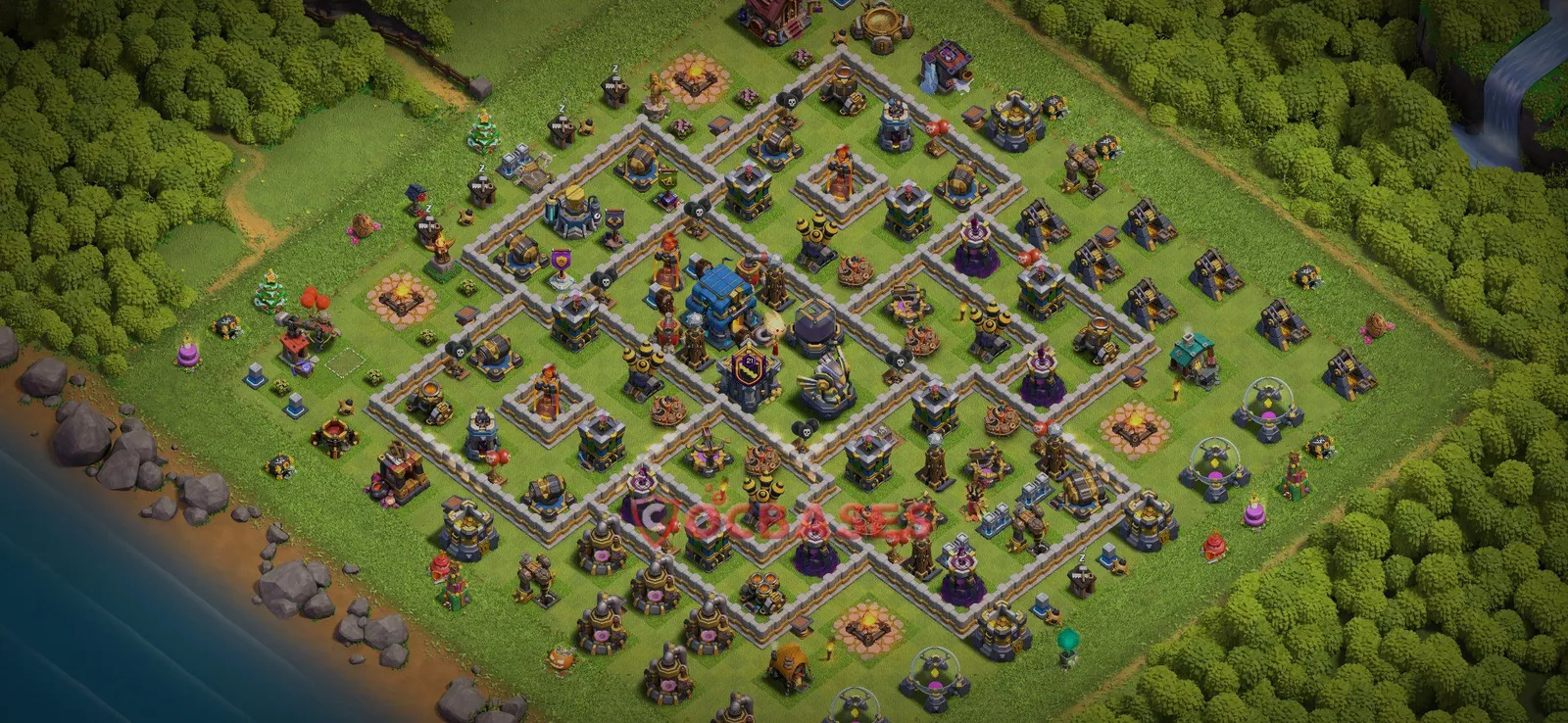 Anti-3 Star (War) Base TH12 with Link | Clash of Clans Bases | Layouts ID ujjfh