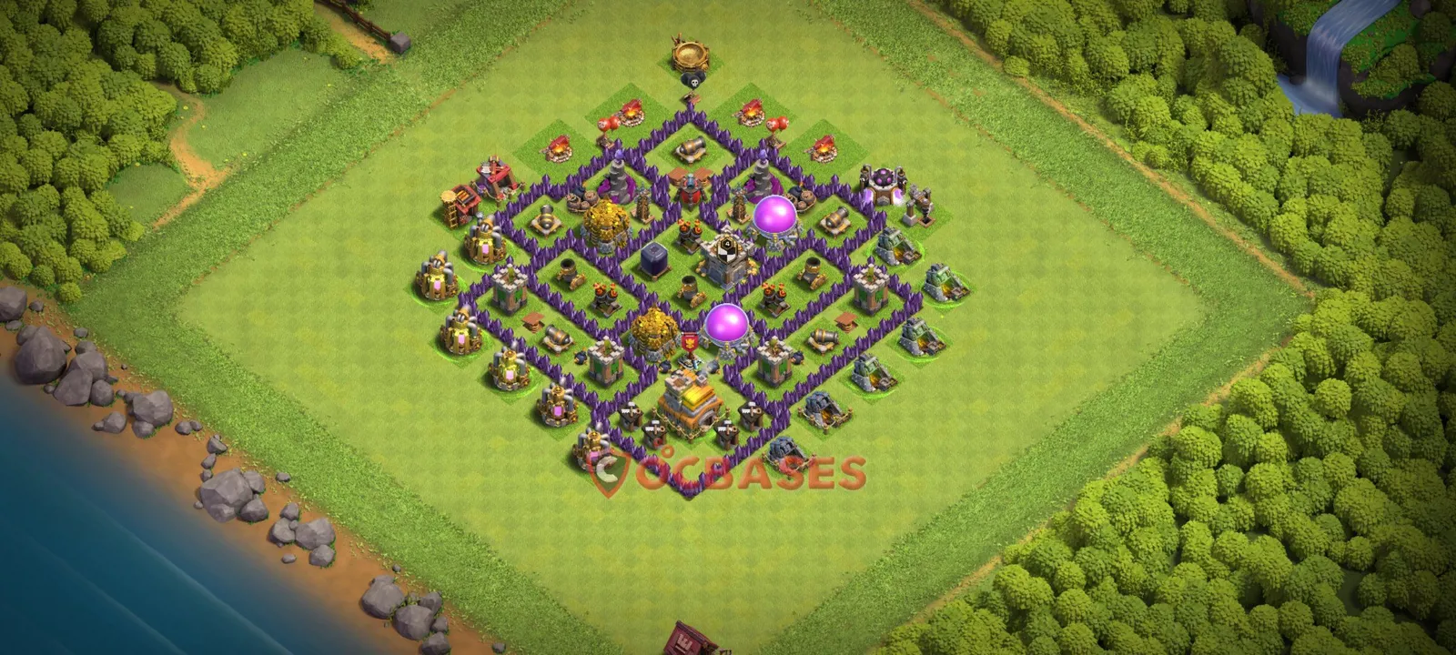 Anti-3 Star (War) Base TH7 with Link | Clash of Clans Bases | Layouts ID up9a9