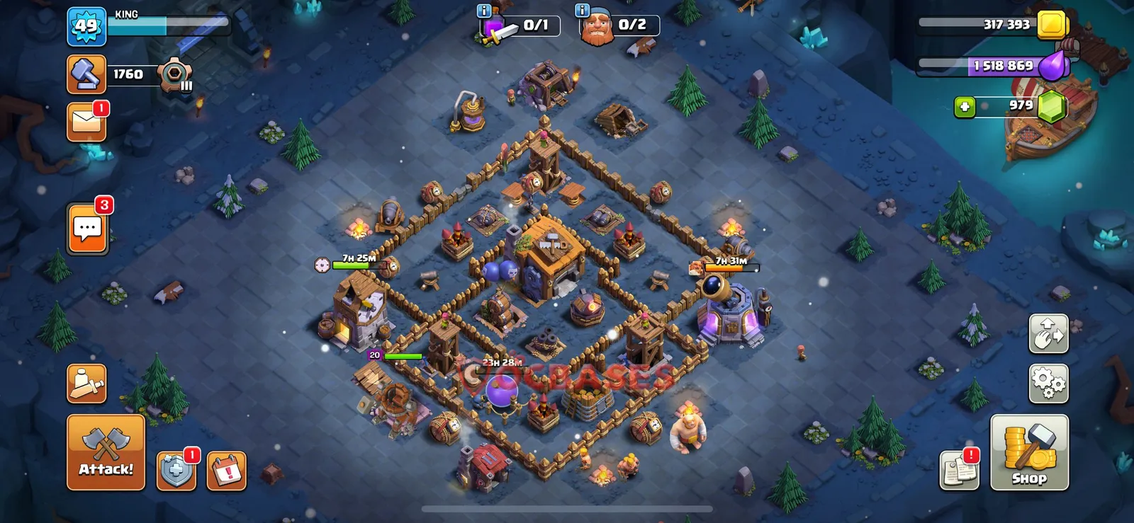 Anti-3 Star (War) Base BH7 with Link | Clash of Clans Bases | Layouts ID v71hx