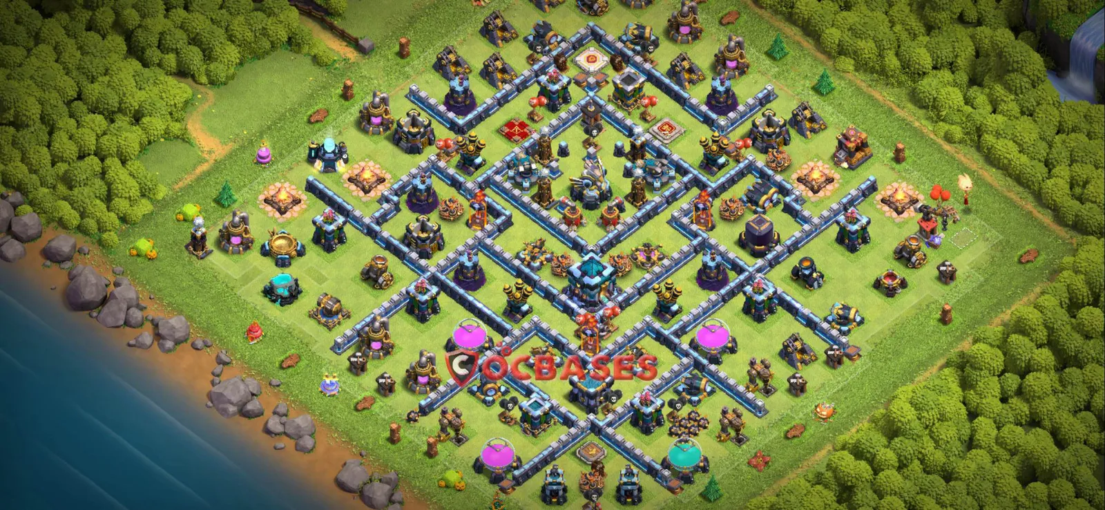 Anti-3 Star (War) Base TH13 with Link | Clash of Clans Bases | Layouts ID wdxoa