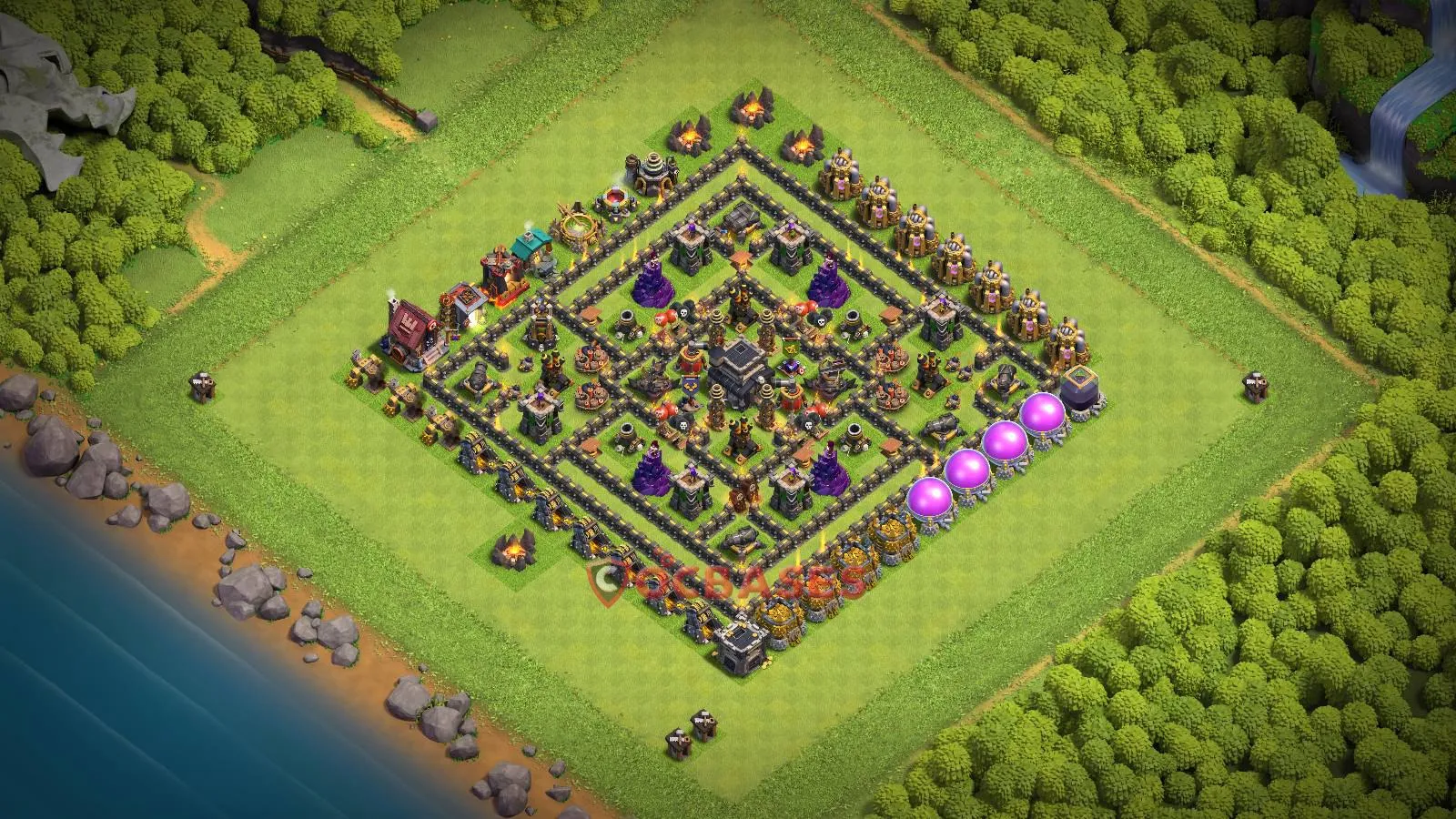 Anti-3 Star (War) Base TH9 with Link | Clash of Clans Bases | Layouts ID x26wf