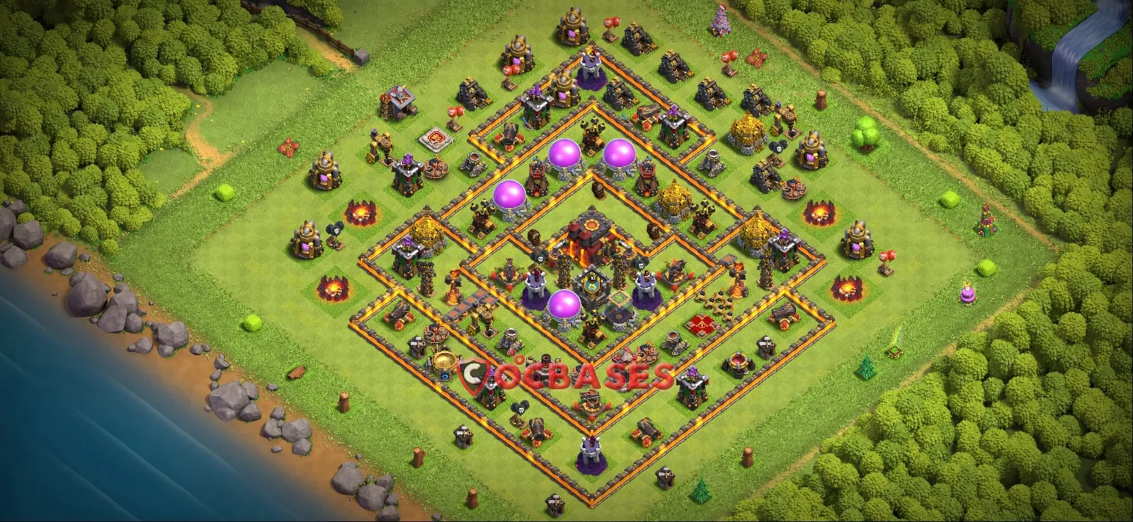 Anti-3 Star (War) Base TH10 with Link | Clash of Clans Bases | Layouts ID x5bhr