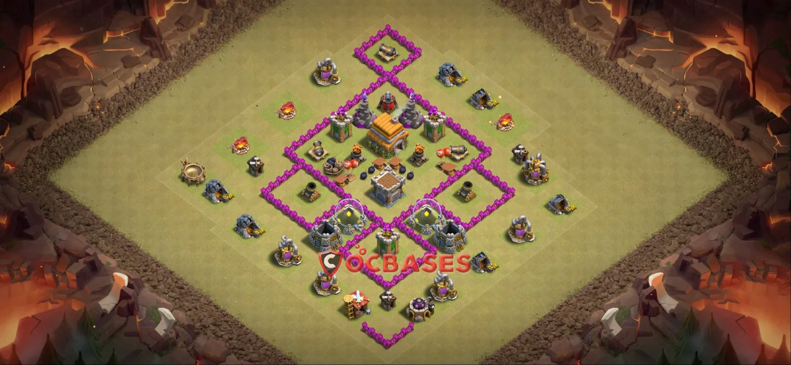 Anti-3 Star (War) Base TH6 with Link | Clash of Clans Bases | Layouts ID xd7gc