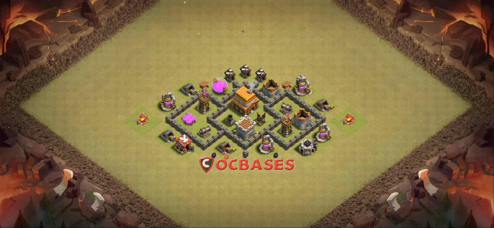 Anti-3 Star (War) Base TH4 with Link | Clash of Clans Bases | Layouts ID xukzm