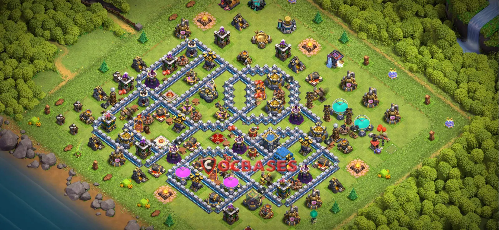 Anti-3 Star (War) Base TH12 with Link | Clash of Clans Bases | Layouts ID xzeey