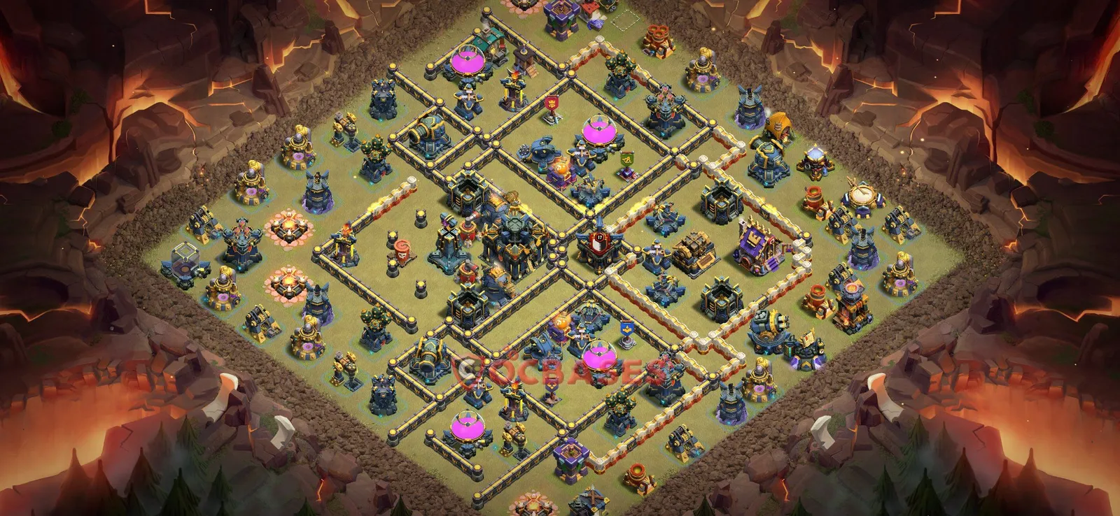Anti-3 Star (War) Base TH17 with Link | Clash of Clans Bases | Layouts ID y1bsd
