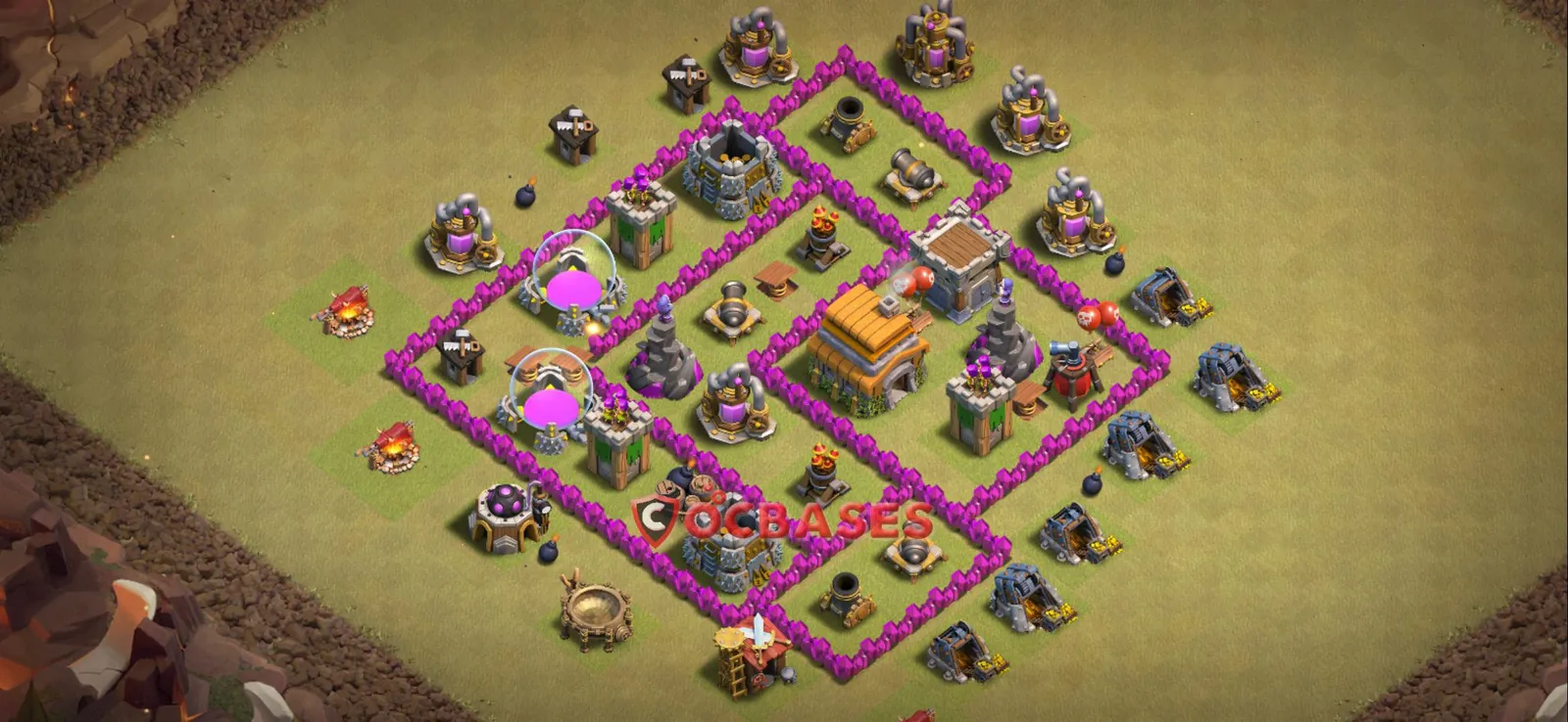 Anti-3 Star (War) Base TH6 with Link | Clash of Clans Bases | Layouts ID yk6t1