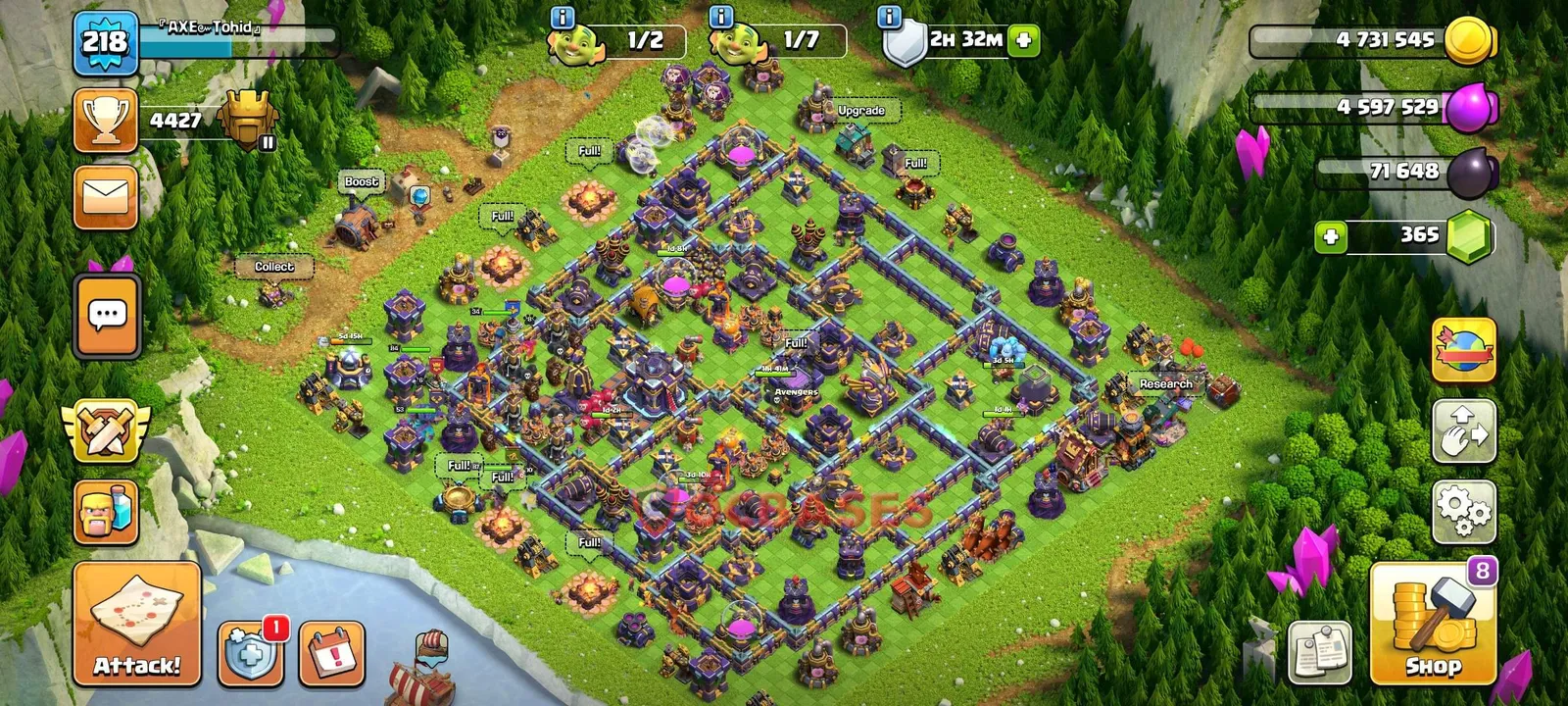 Anti-3 Star (War) Base TH15 with Link | Clash of Clans Bases | Layouts ID z00z4