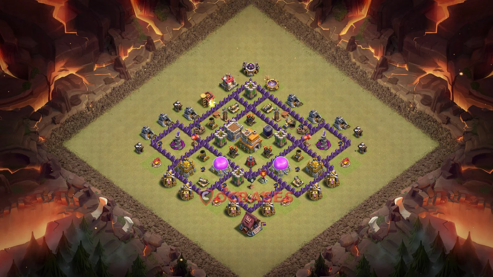 Anti-3 Star (War) Base TH7 with Link | Clash of Clans Bases | Layouts ID z9gv5