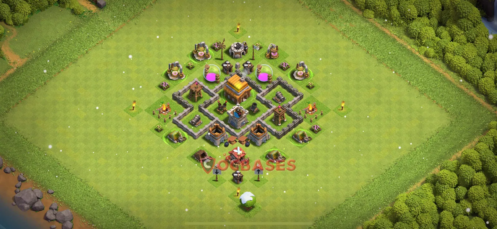 Anti-air (Defense) Base TH4 with Link | Clash of Clans Bases | Layouts ID 1tacq