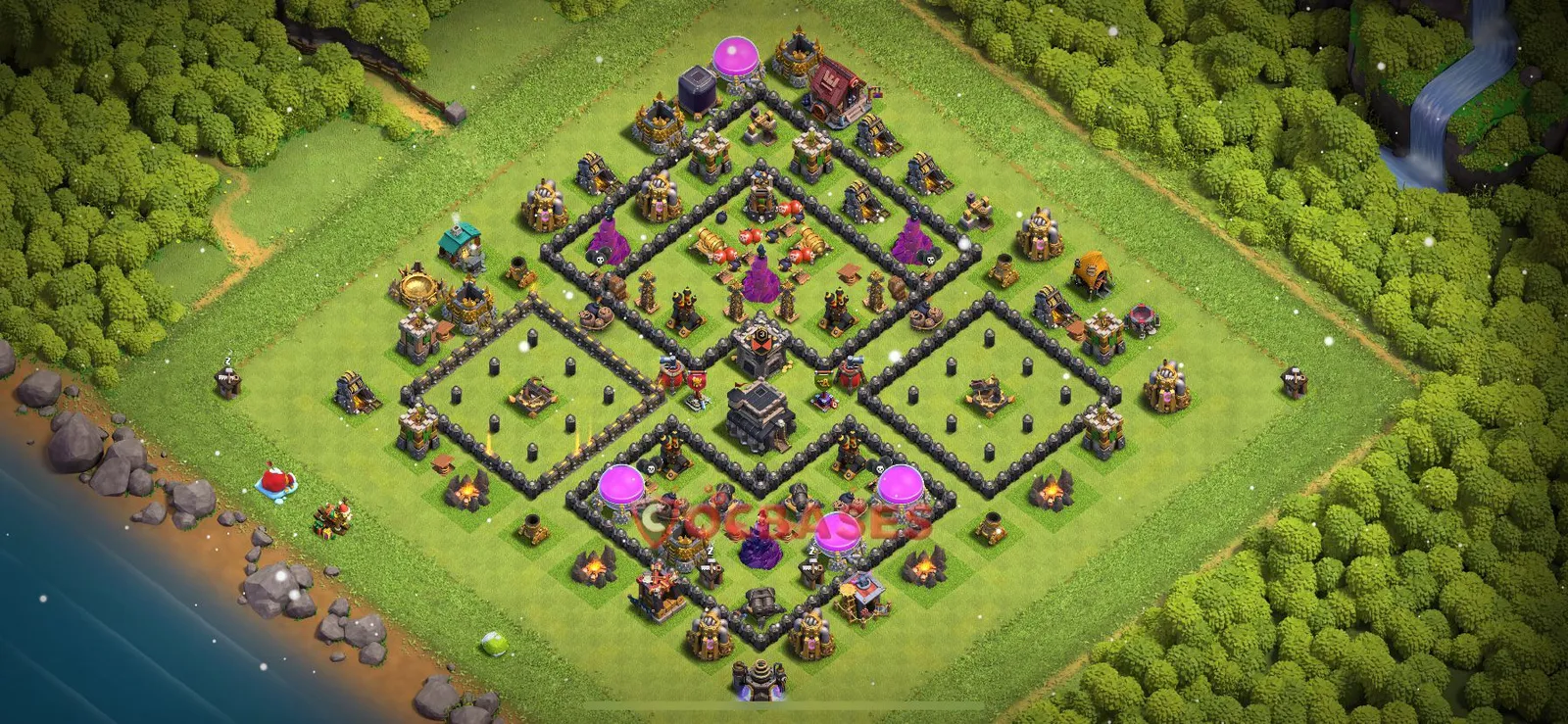 Anti-air (Defense) Base TH9 with Link | Clash of Clans Bases | Layouts ID 3q1iw