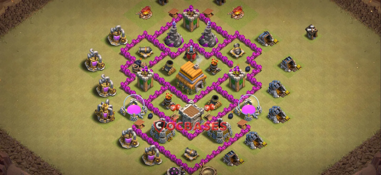 Anti-air (Defense) Base TH6 with Link | Clash of Clans Bases | Layouts ID 64f50