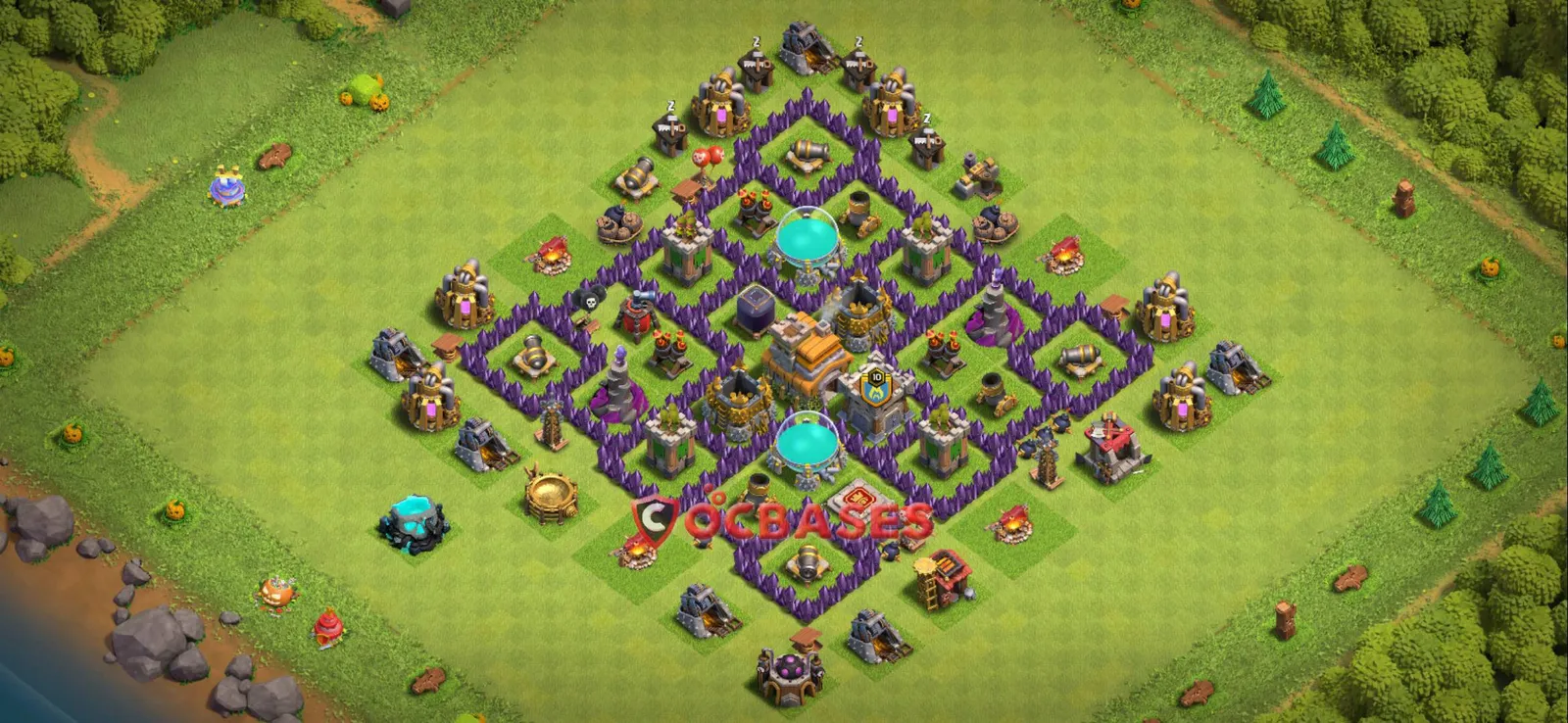 Anti-air (Defense) Base TH7 with Link | Clash of Clans Bases | Layouts ID 75nm4