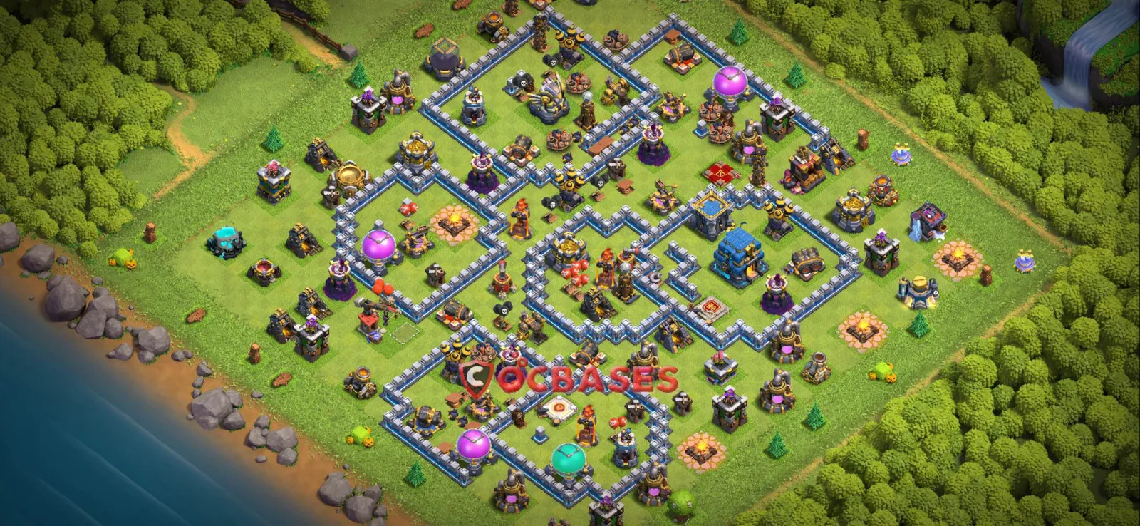 Anti-air (Defense) Base TH12 with Link | Clash of Clans Bases | Layouts ID j1u9x