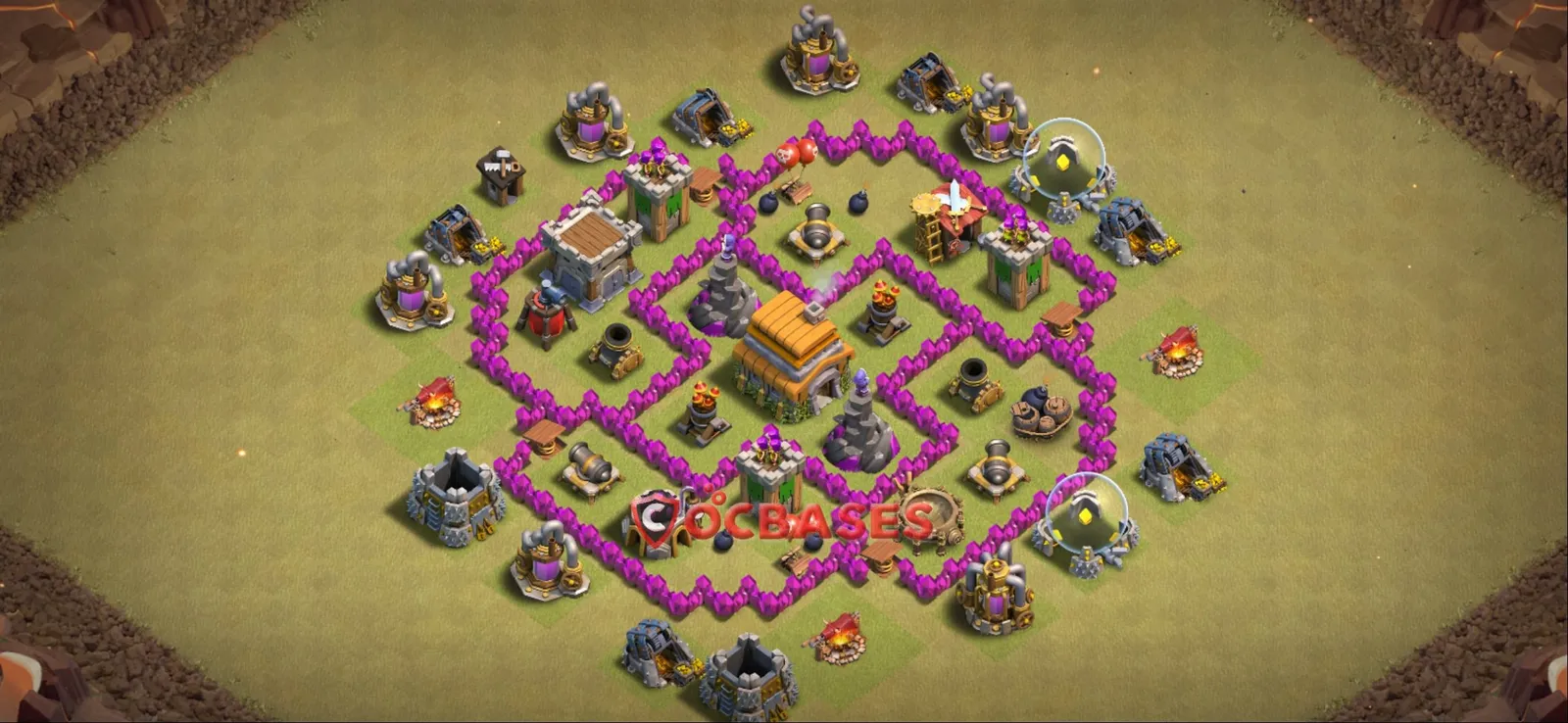 Anti-air (Defense) Base TH6 with Link | Clash of Clans Bases | Layouts ID ommpm