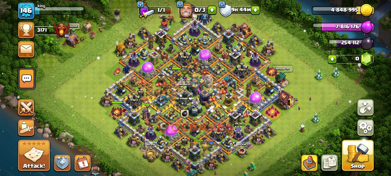 Anti-air (Defense) Base TH14 with Link | Clash of Clans Bases | Layouts ID qk2bl