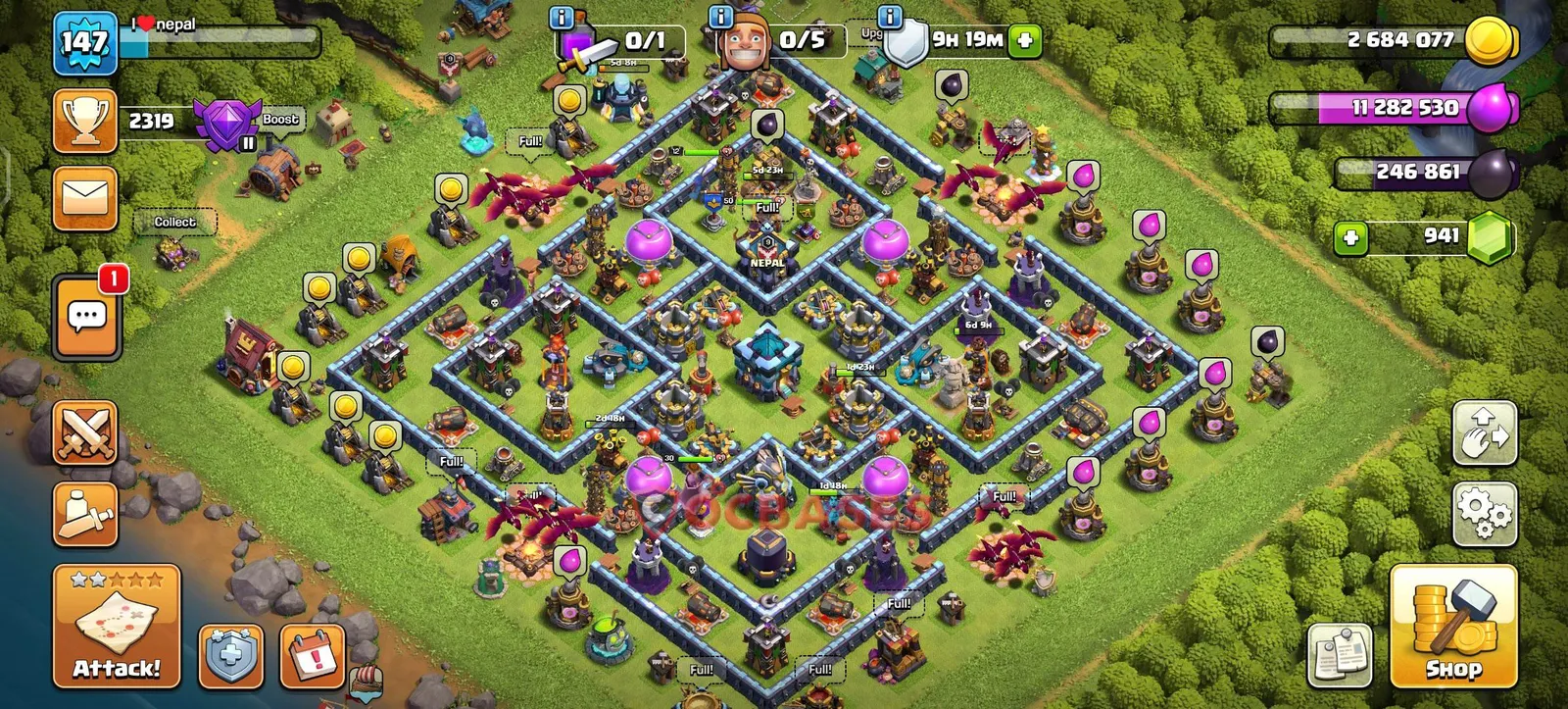 Anti-air (Defense) Base TH13 with Link | Clash of Clans Bases | Layouts ID ti1cv