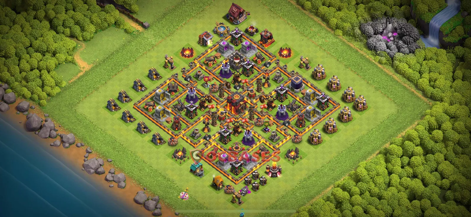 Anti-air (Defense) Base TH10 with Link | Clash of Clans Bases | Layouts ID tkzfl