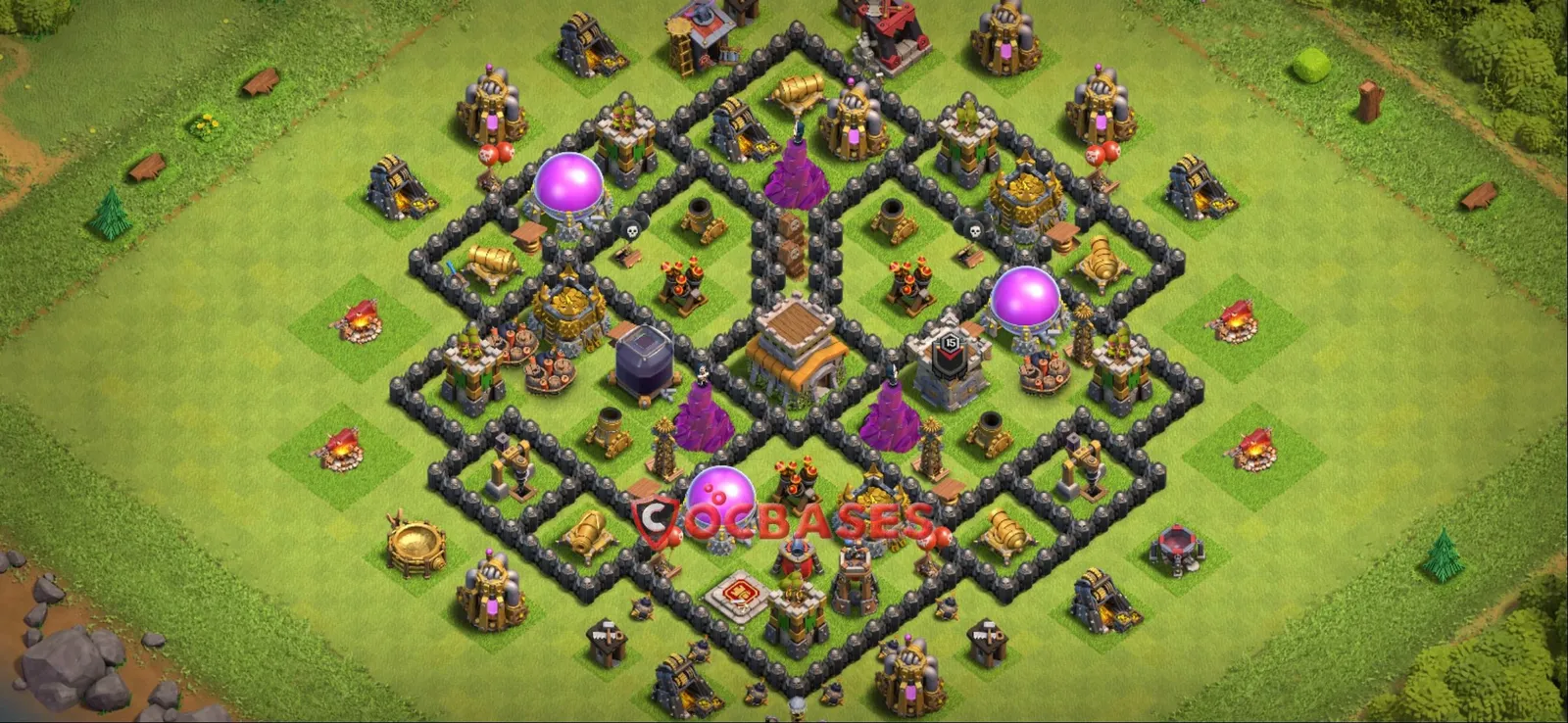 Anti-air (Defense) Base TH8 with Link | Clash of Clans Bases | Layouts ID tl5t6