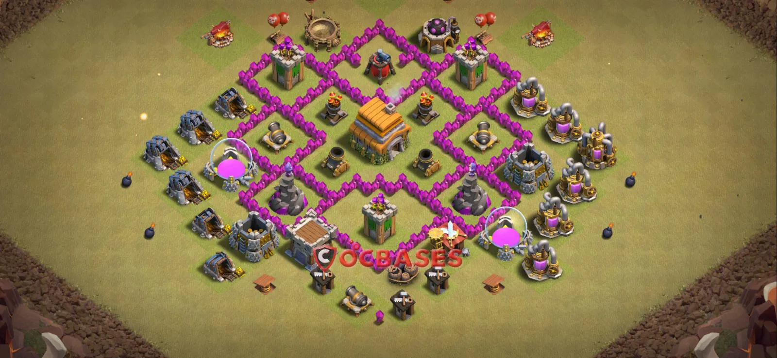 Anti-air (Defense) Base TH6 with Link | Clash of Clans Bases | Layouts ID uwz05