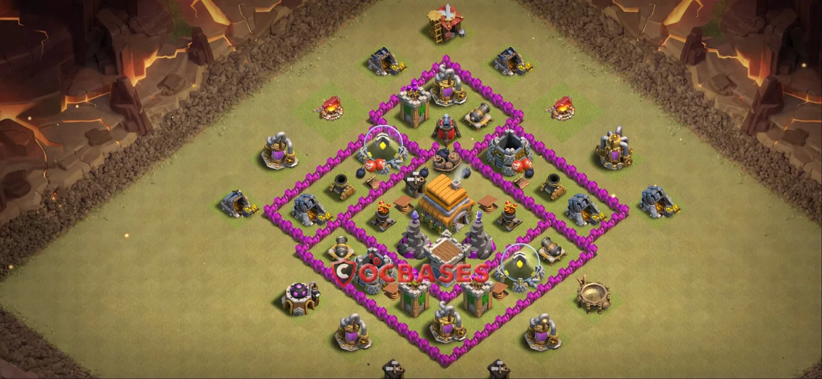 Anti-air (Defense) Base TH6 with Link | Clash of Clans Bases | Layouts ID zgkjq