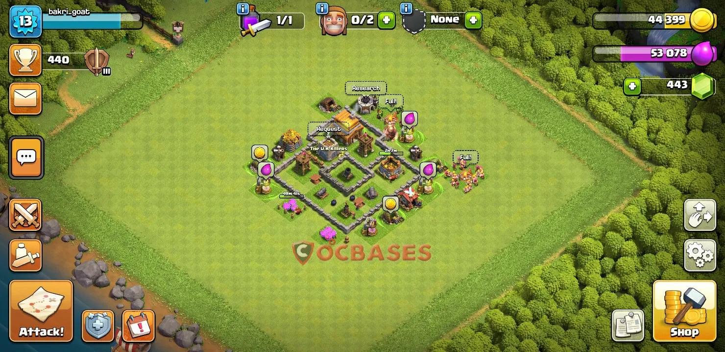 Anti-ground (Defense) Base TH4 with Link | Clash of Clans Bases | Layouts ID 1bz18