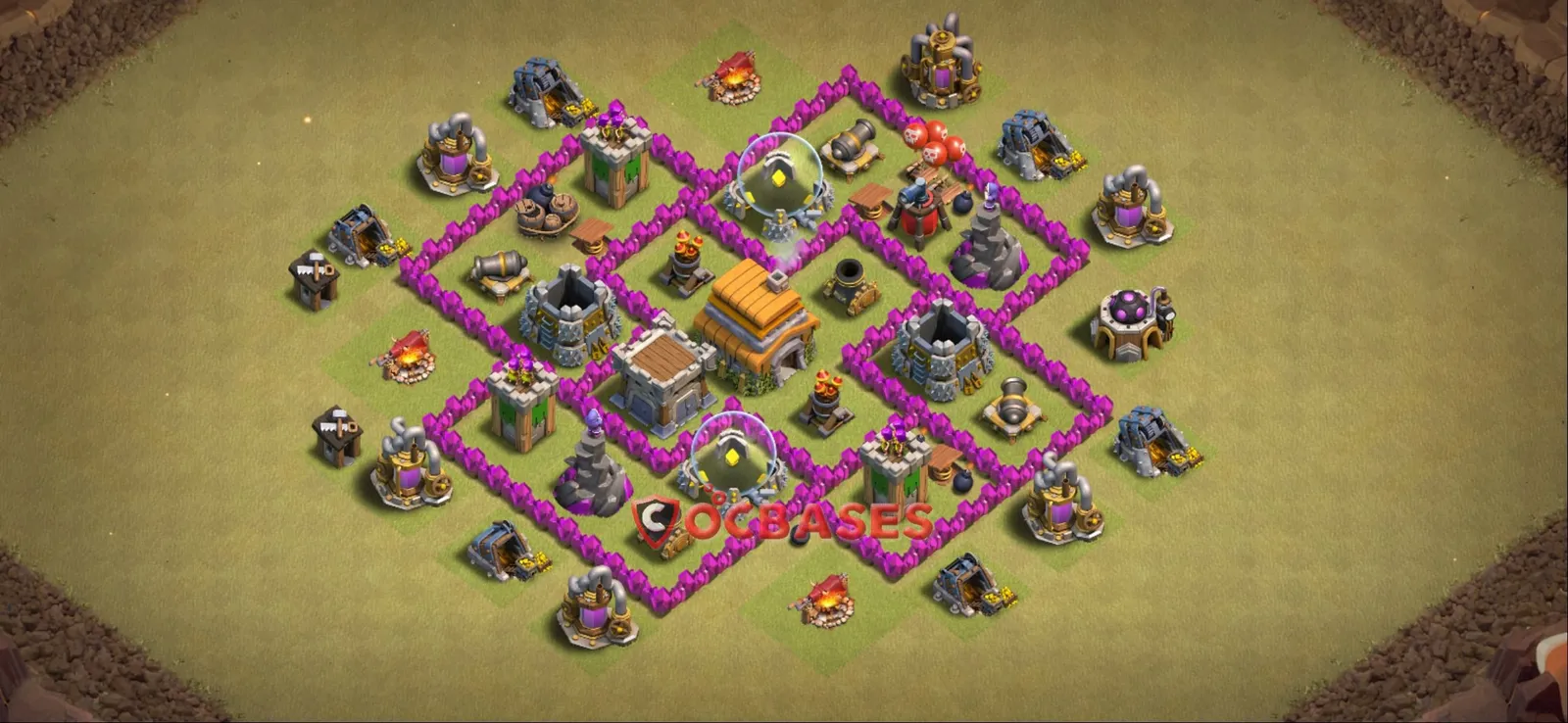 Anti-ground (Defense) Base TH6 with Link | Clash of Clans Bases | Layouts ID 355lg